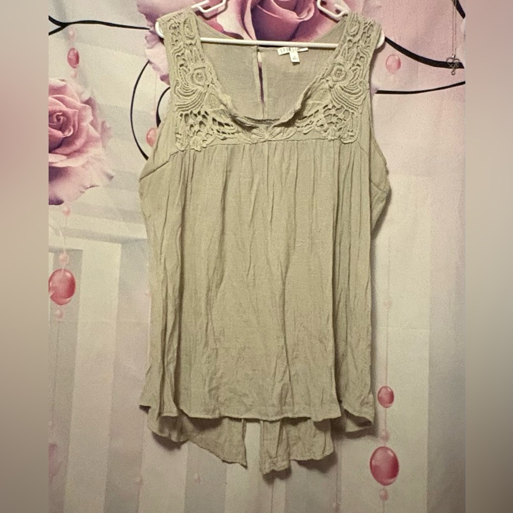 Spease Sage Green Hi-Lo Lightweight Sleeveless Top Size 1X